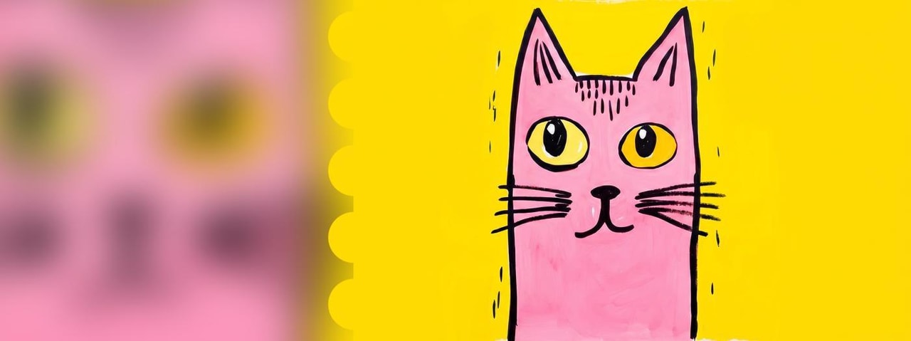 Drawing on canvas "Cool Kitty"