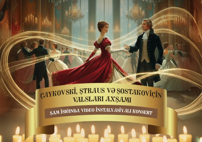 Evening of waltzes of Tchaikovsky, Strauss, and Shostakovich. Candlelight concert with video installations. Ars Caspia Ensemble