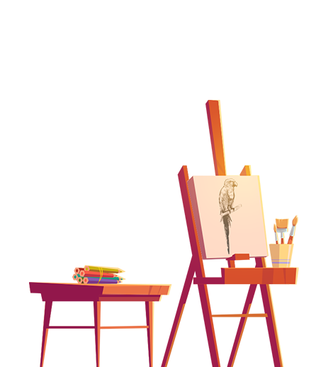 Drawing on canvas "Jolly Parrot"